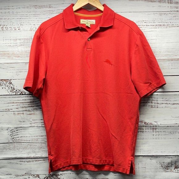 Tommy Bahama Reddish Orange Men's Size M Short Sleeve Polo Shirt - Picture 1 of 12